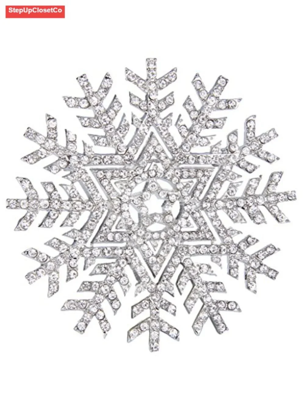 Crystal Snowflake Brooch Pin Elegant Winter Accessory for Shawl Dress